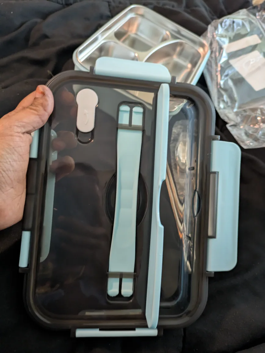 brand new stainless steel 3 compartments lunch box image indicator(7)