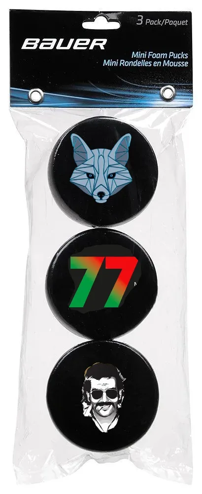 Hockey puck logs in sealed pouches