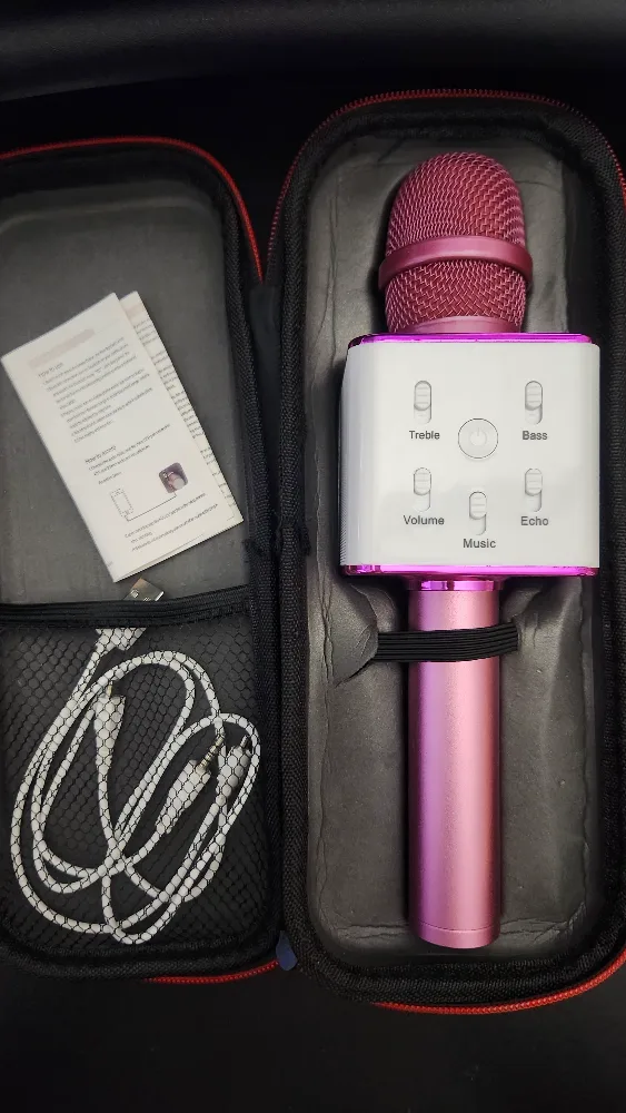 Pink Karaoke Bluetooth Microphone with Case thumbnail