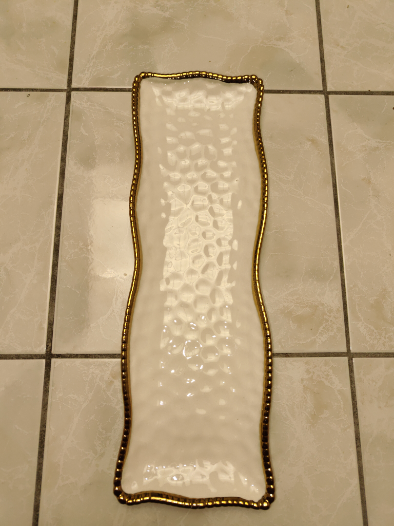 White Serving Tray with Gold Trim