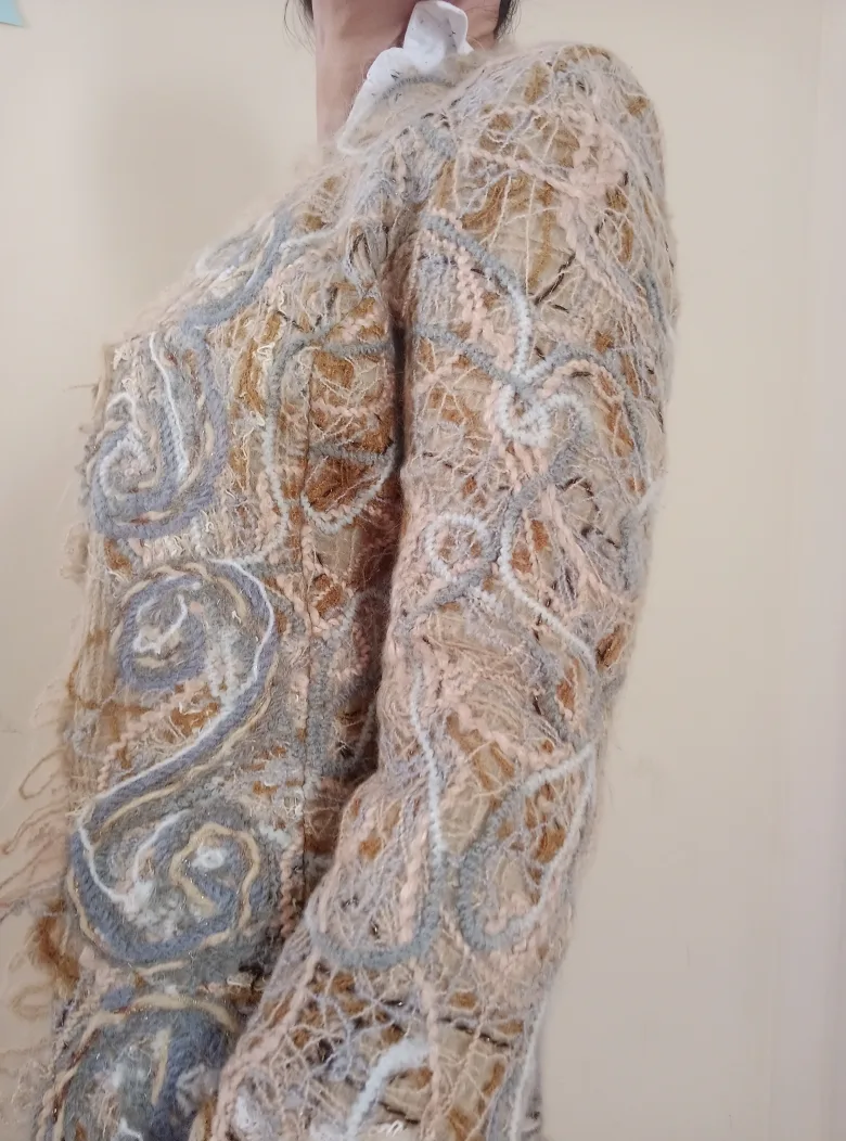 🧶Wet felting 100% wool Jacket - Unique Design, XS size image indicator(9)