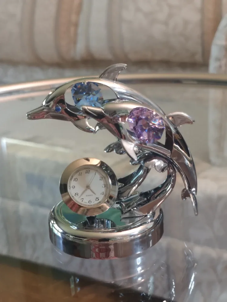 Vintage Dolphin Ornament with Clock CRYSTOCRAFT thumbnail