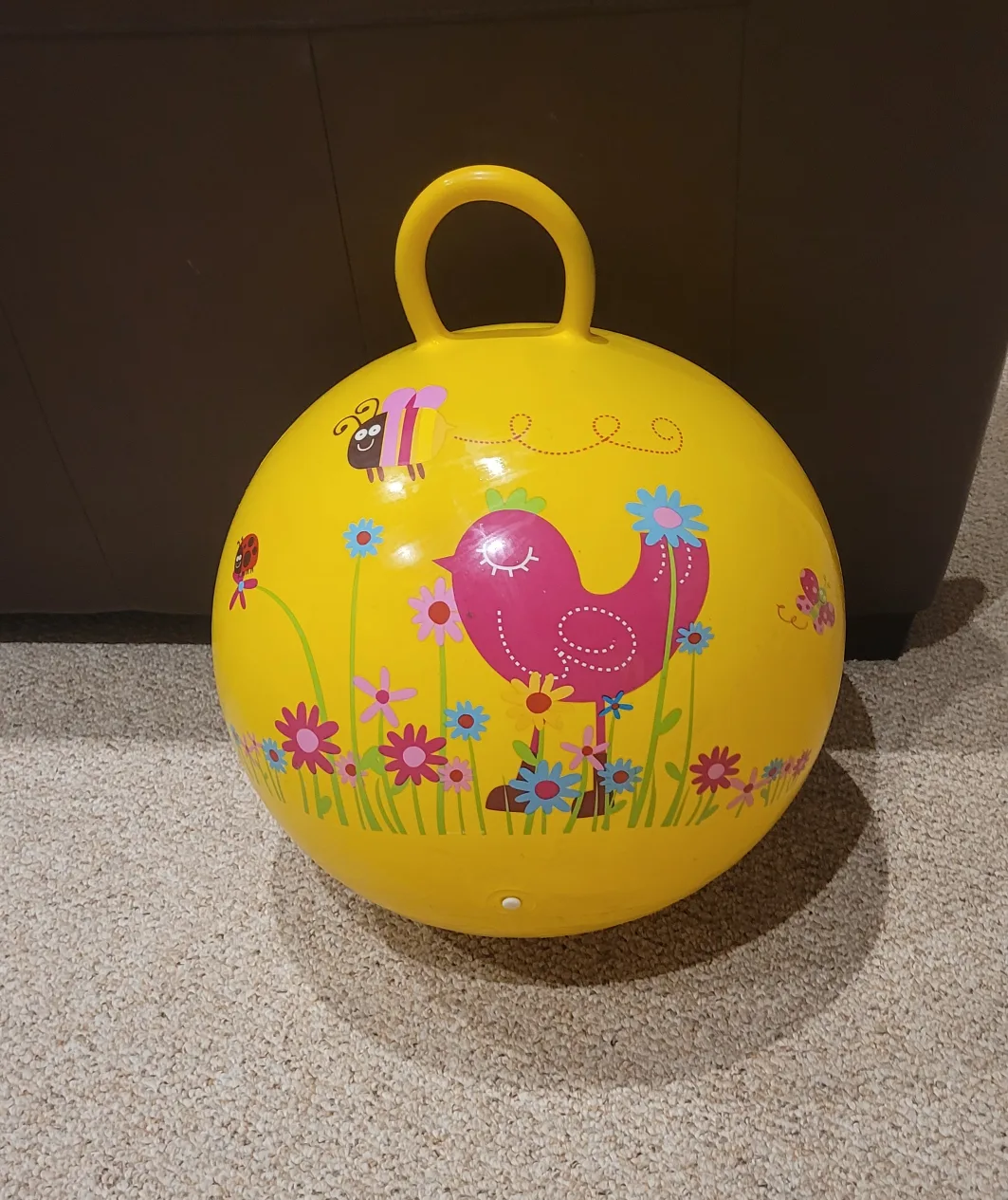 Yellow Bouncy Hopper Ball with Bird Design thumbnail