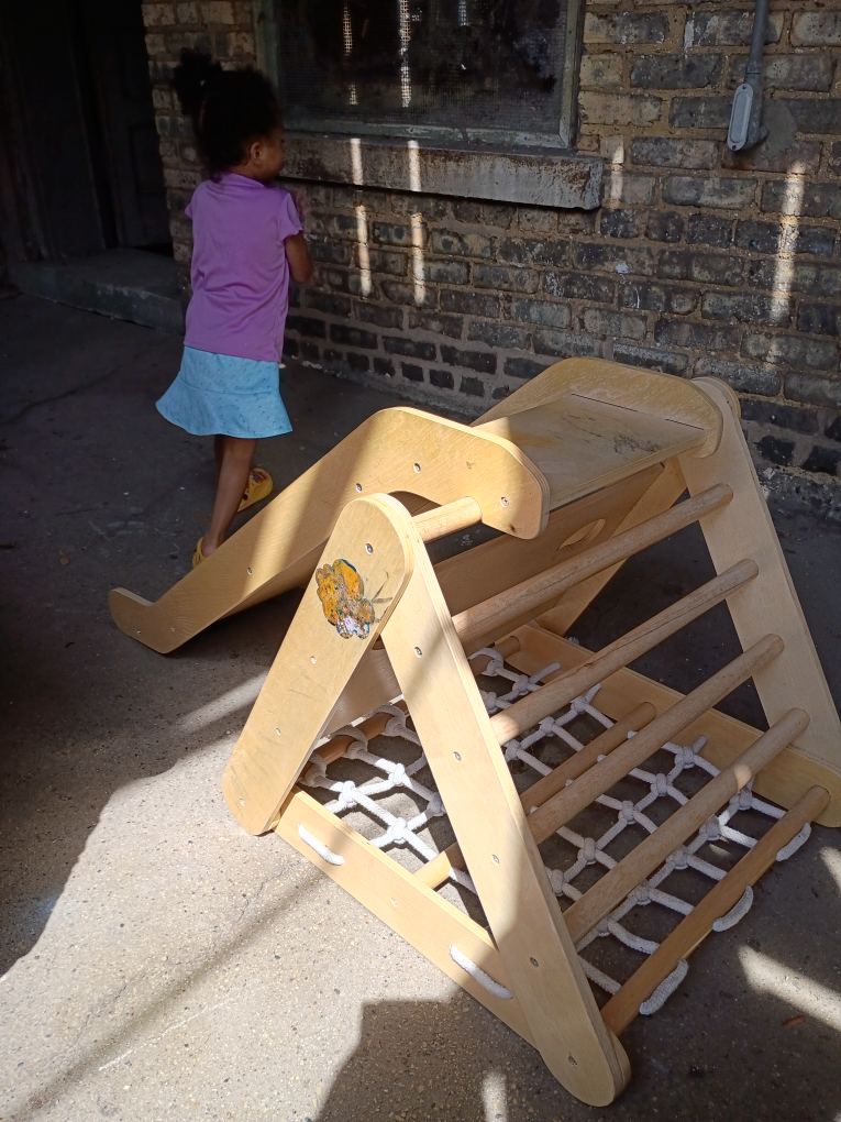 Wooden Climbing Triangle with Slide. 10 bucks. - photo 2