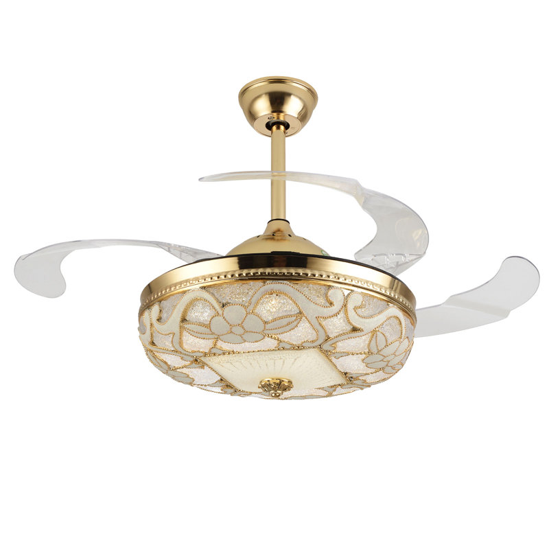 Gold Floral Ceiling Fan with Light (42in)
