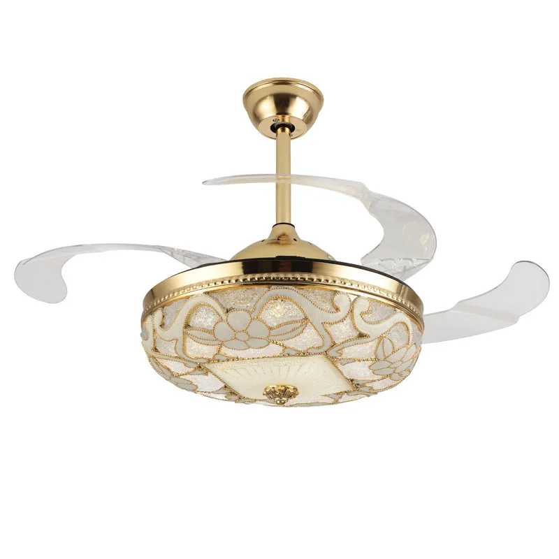 Gold Floral Ceiling Fan with Light (42in) thumbnail