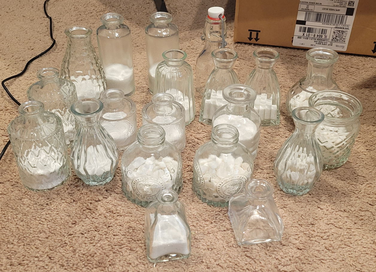 20 Assorted Decorative Glass Bottles