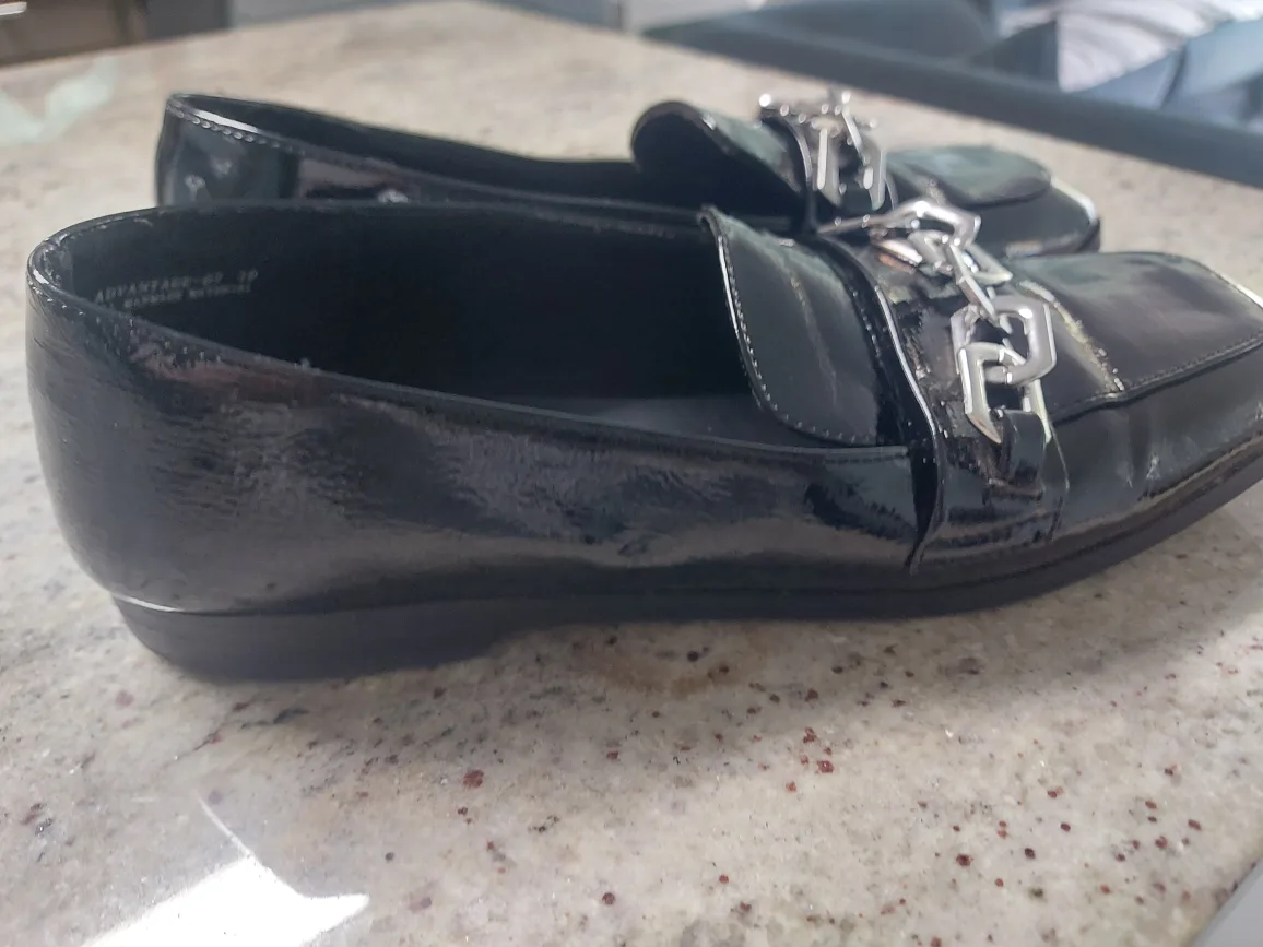 Bamboo Black Patent Leather Loafers - Size 10 thumbnail