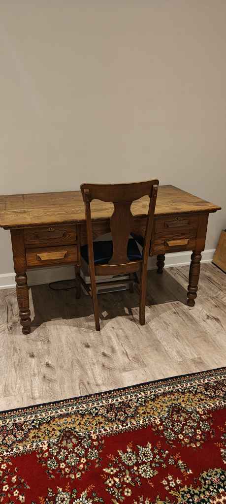 Antique Oak Desk and Chair Set - photo 2