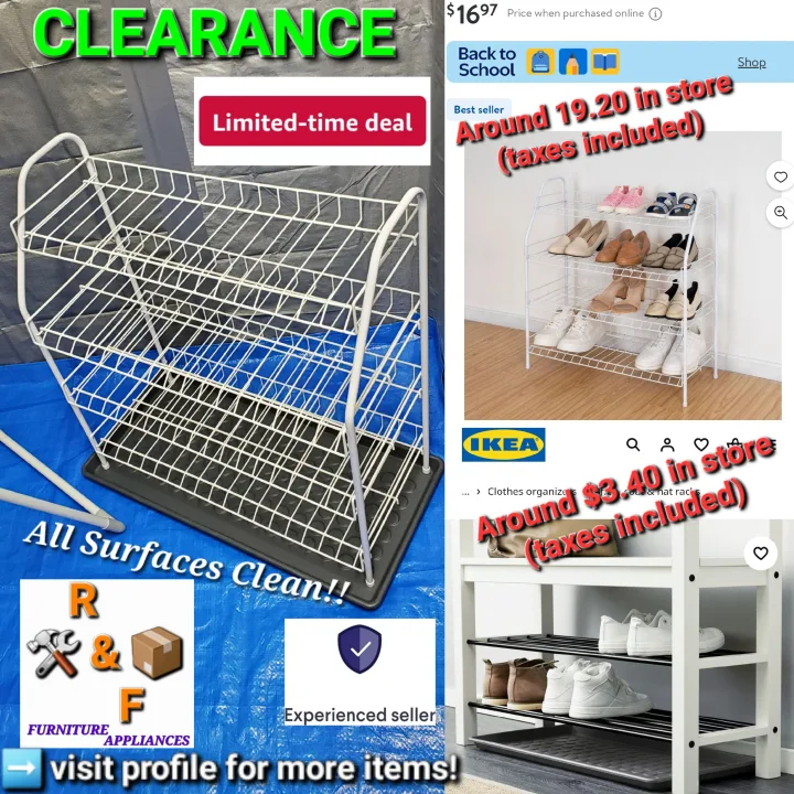 ➡️ MAINSTAYS 4-Tier Shoe Rack+IKEA BAGGMUCK Shoe Tray Grey thumbnail