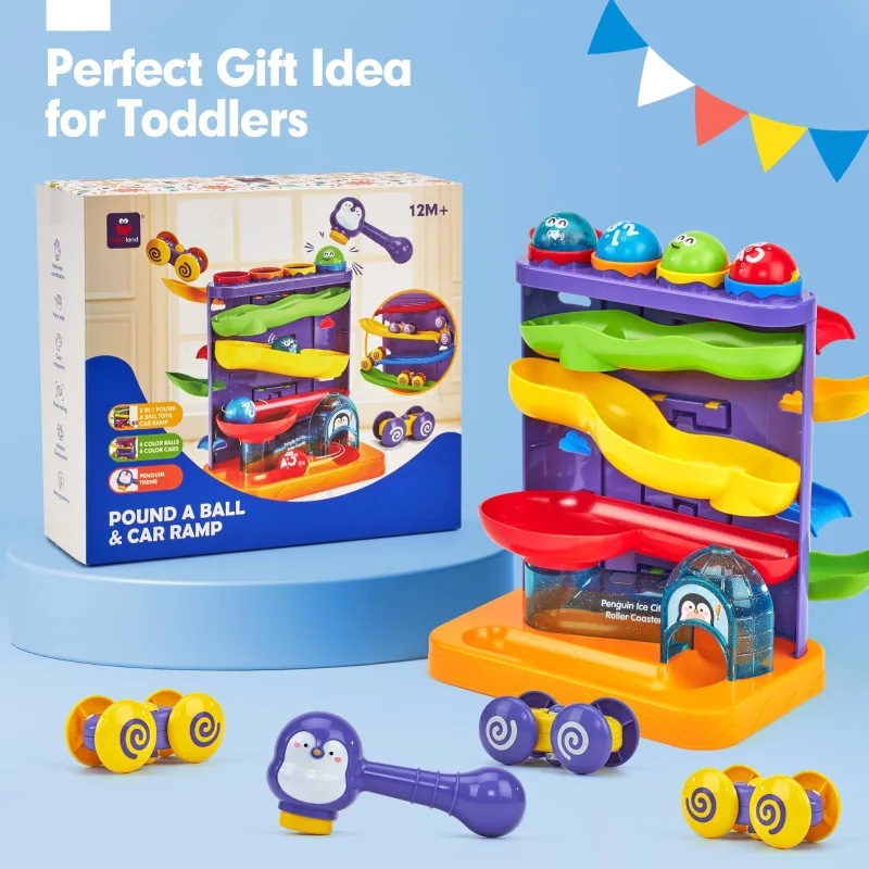 Hahaland Pound A Ball & Car Ramp Toy Montessori - New in Box! image indicator(7)