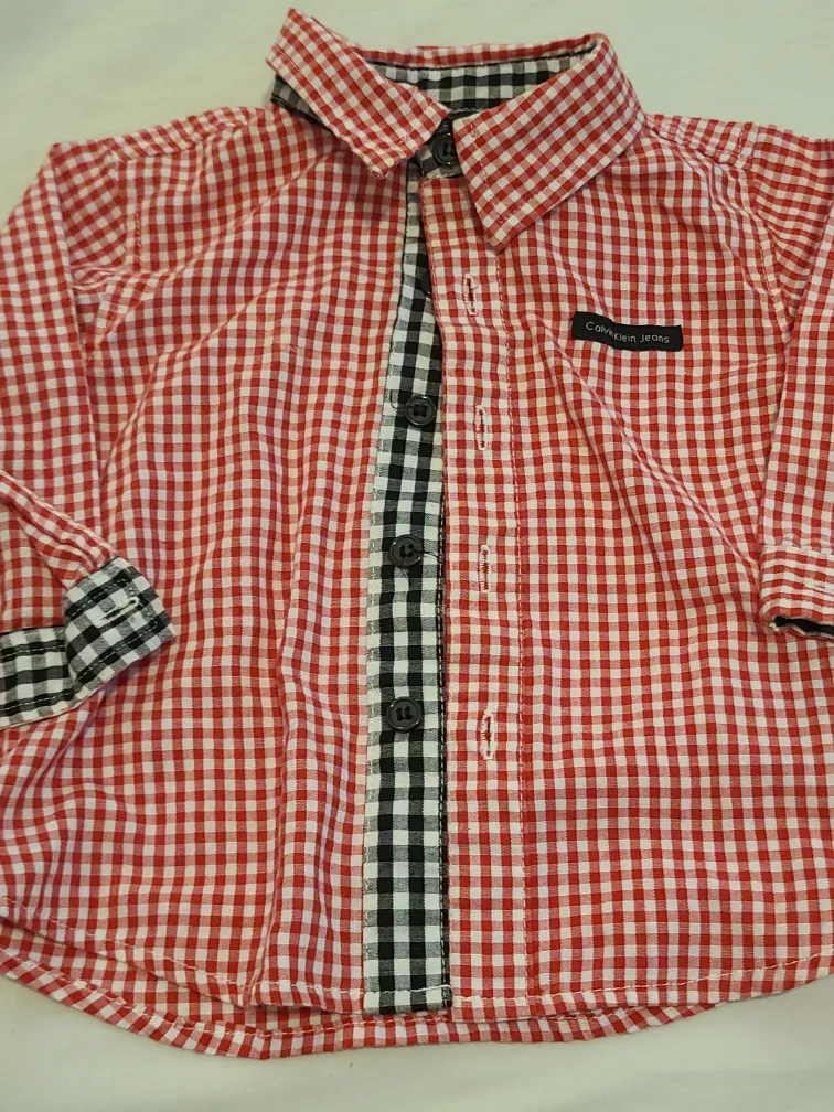 Calvin Klein Jeans Red Checkered Shirt 6/9M thumbnail