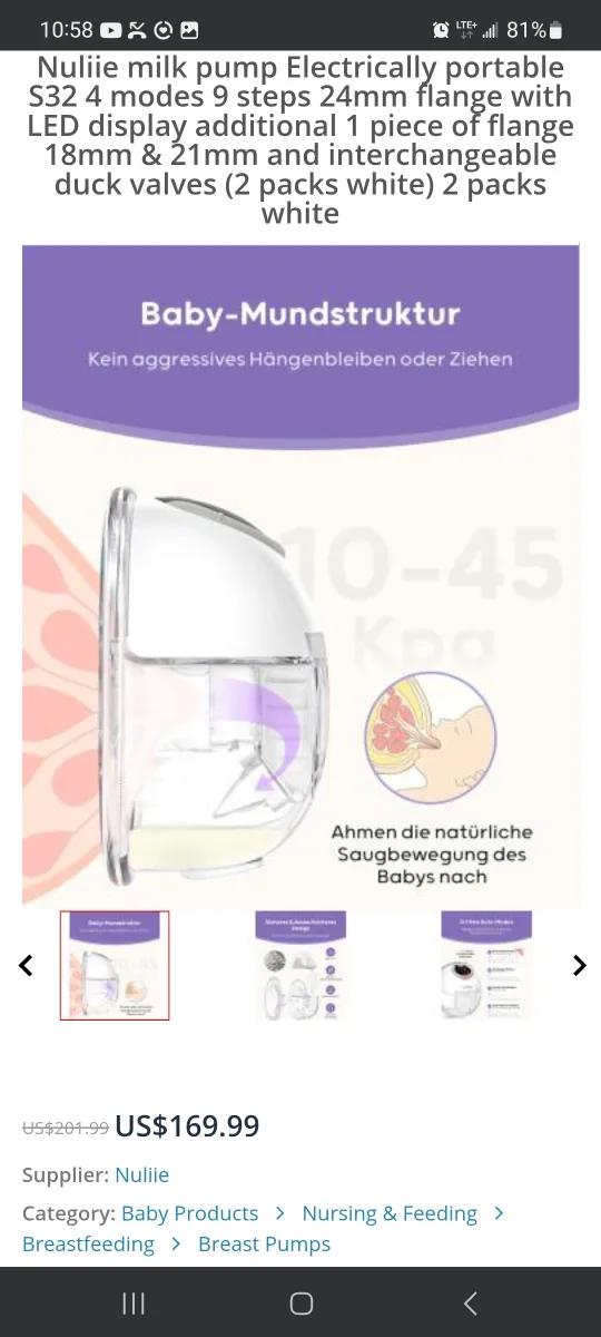 Nuliie S32 Hands-Free Electric Breast Pump brand new image indicator(2)