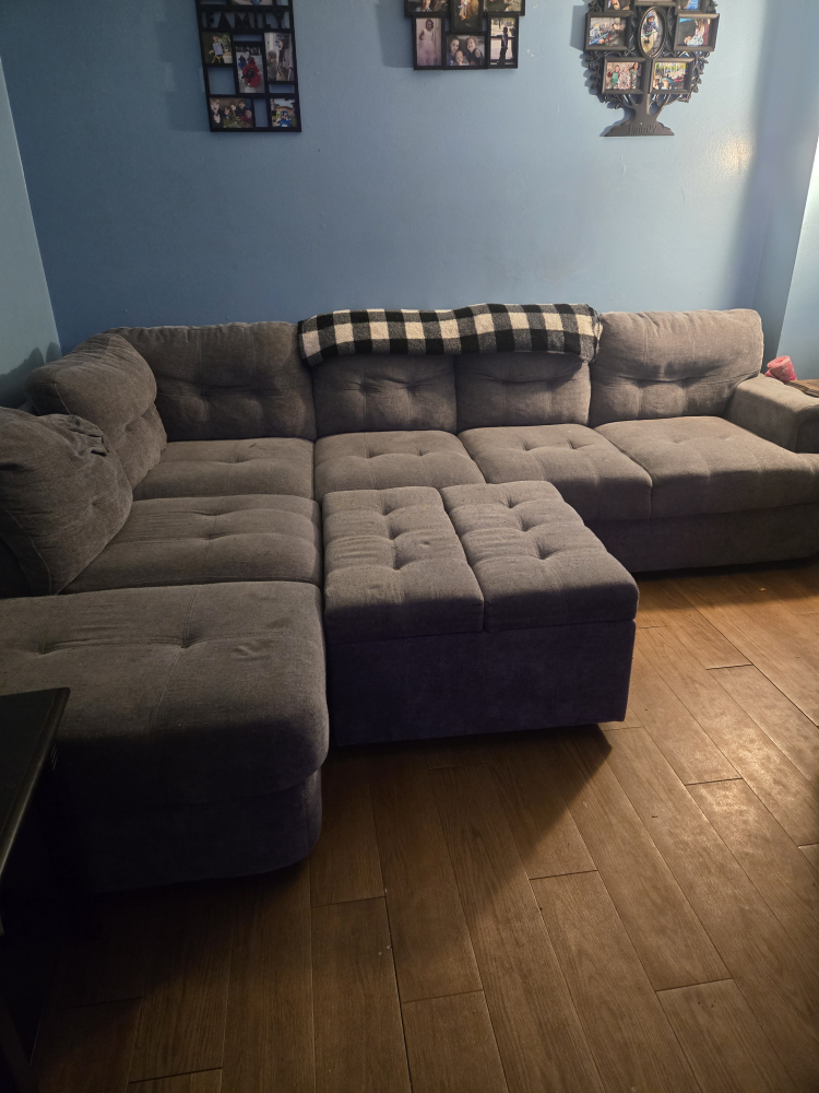 Grey Sectional Sofa with Ottoman - photo 2