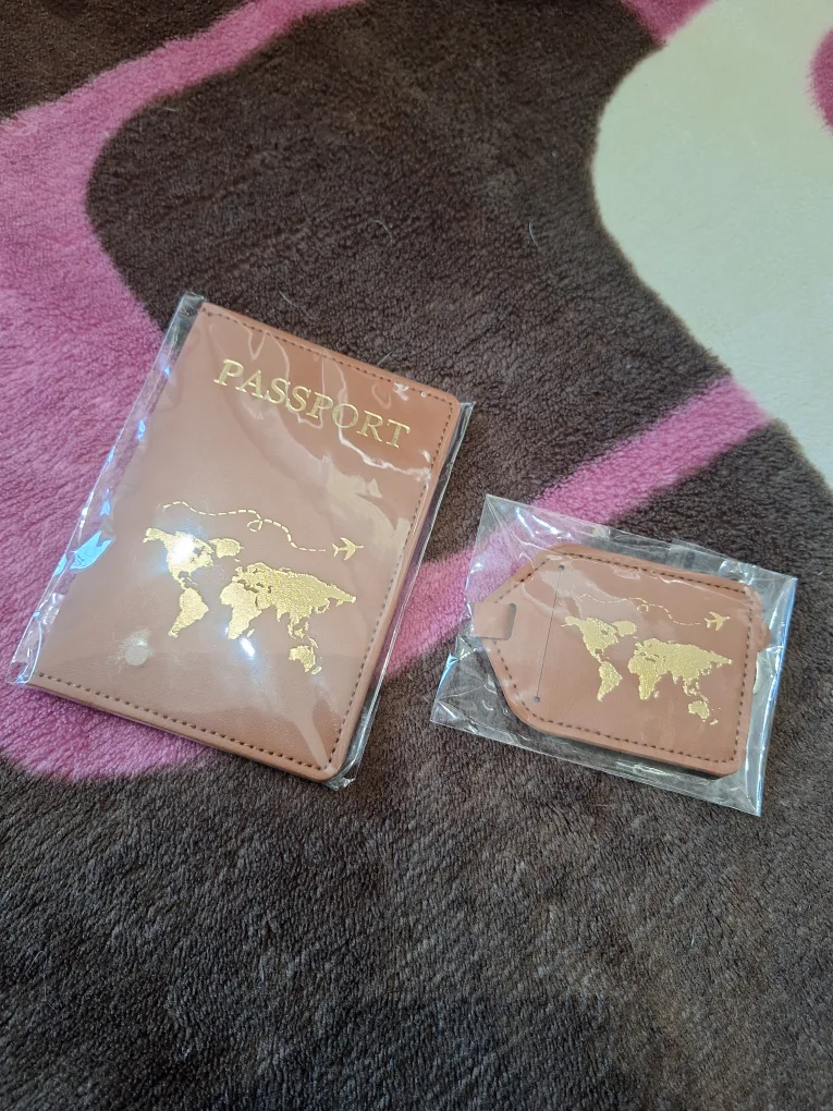 Passport Holder and Luggage Tag Set - Brown thumbnail