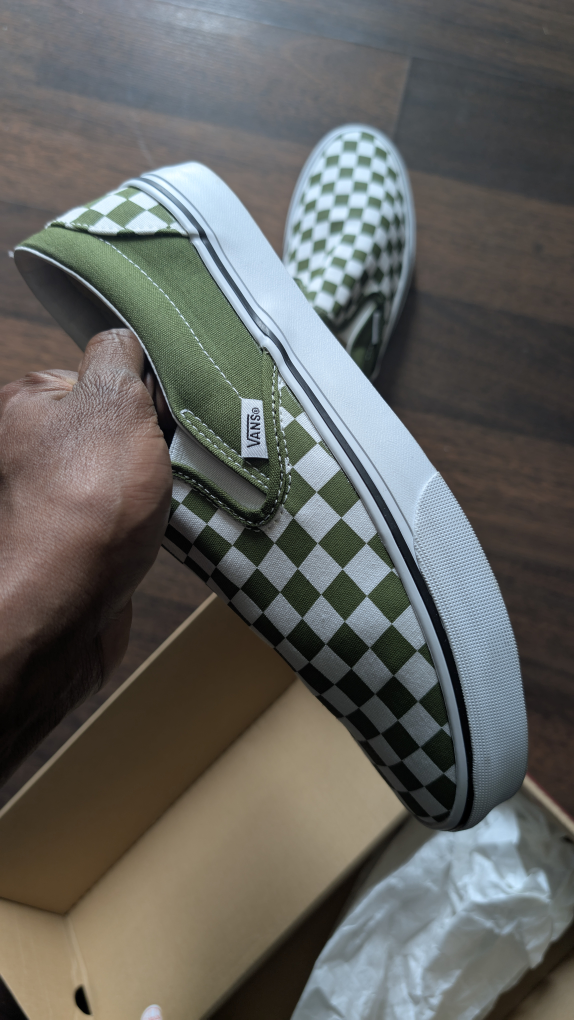 Vans Classic Slip-On Olive/White Checkered, Size 7.5 - photo 2