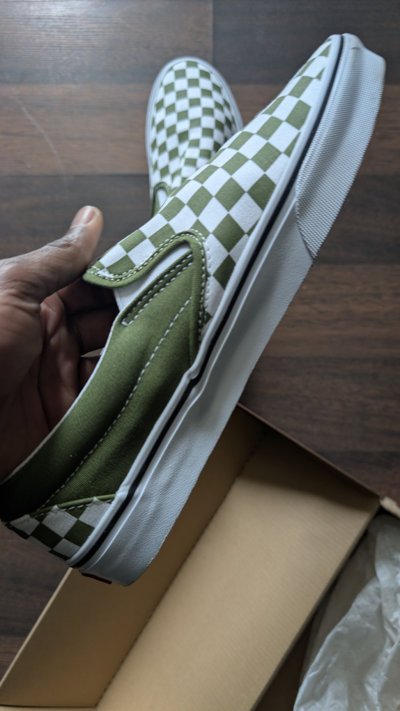 Vans Classic Slip-On Olive/White Checkered, Size 7.5 - photo 3
