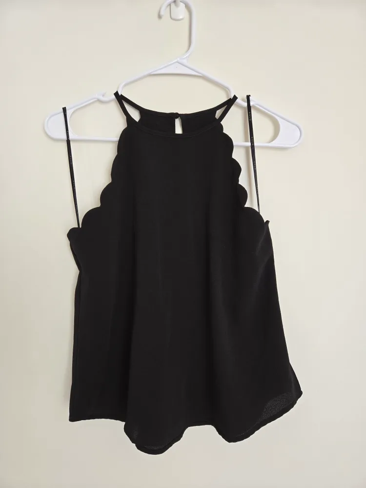 Black Scalloped Halter Top - Size Small thumbnail