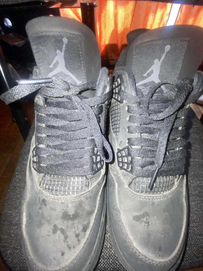 Jordan 4 Retro Black Cat Shoes creased - photo 2