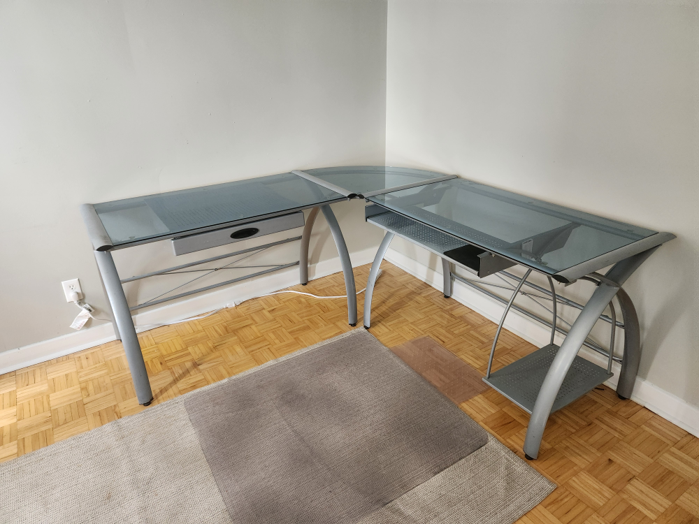 L-Shaped Glass Computer Desk