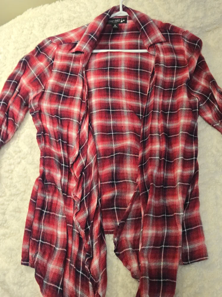 Red Checkered Lightweight Cardigan image indicator(5)