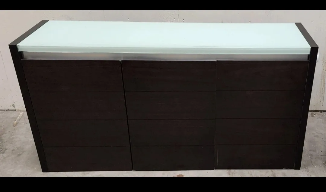 Dark Brown Bar Cabinet with Glass Top image indicator(2)