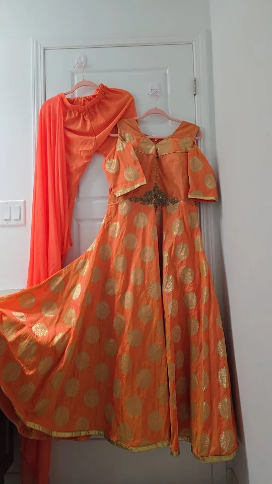 Orange Anarkali Dress with Dupatta thumbnail