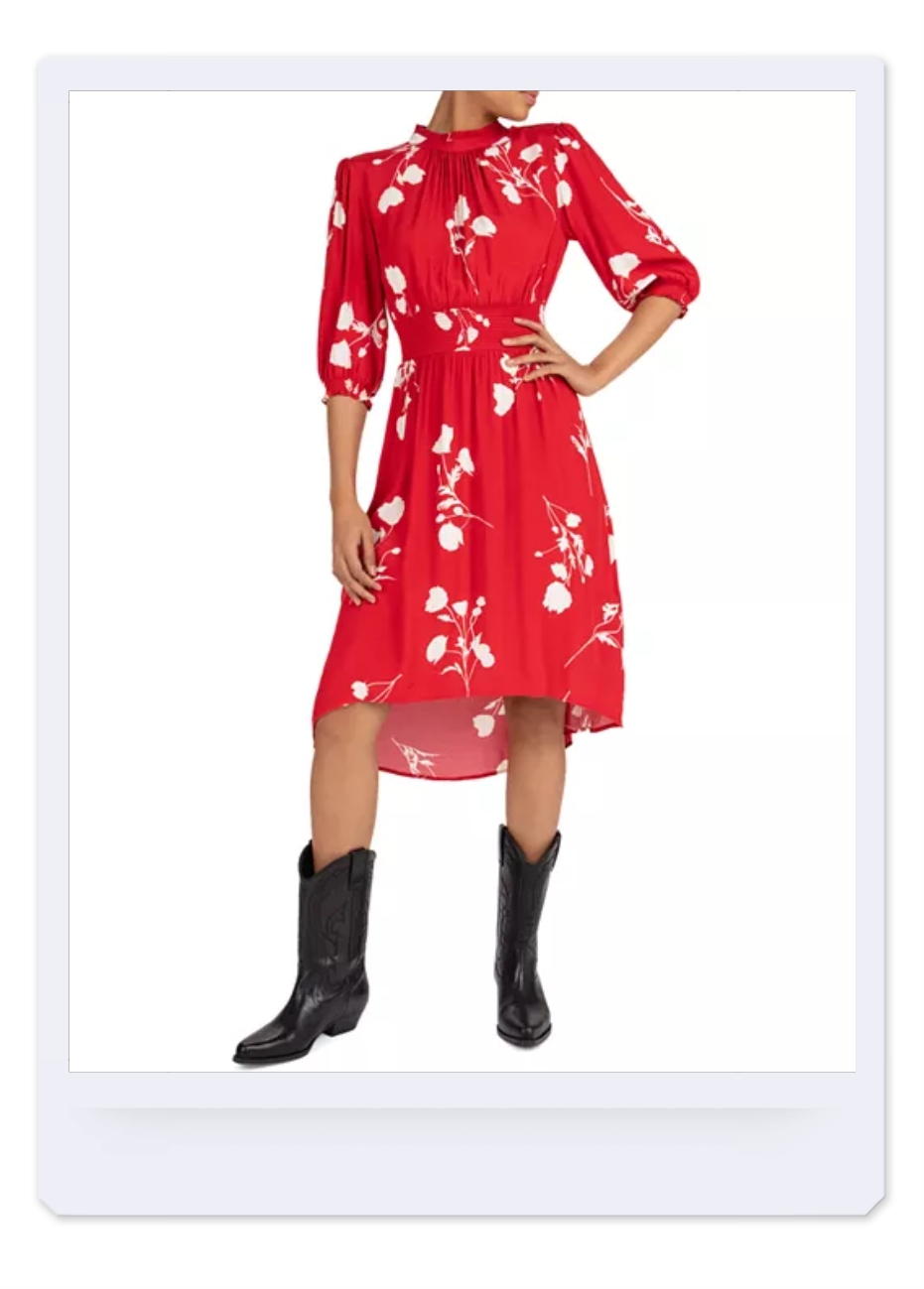 Ba & Sh Poema Floral-print High/low Dress In Rouge - photo 5
