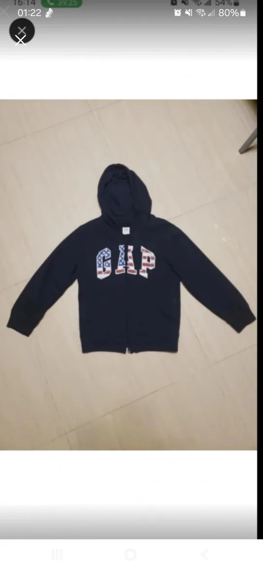 GAP Navy American Flag Logo Zip Up Hoodie Jacket thumbnail