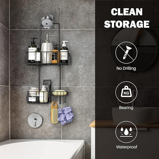 Anti-Swing Hanging Shower Caddy - Rust Proof