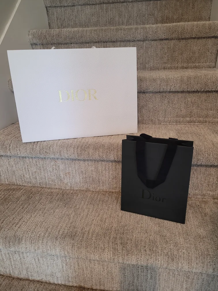 Luxury Dior Shopping Bags - White & Black- Empty thumbnail