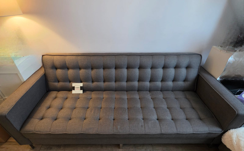 Mid-Century Modern Grey Sofa 84"