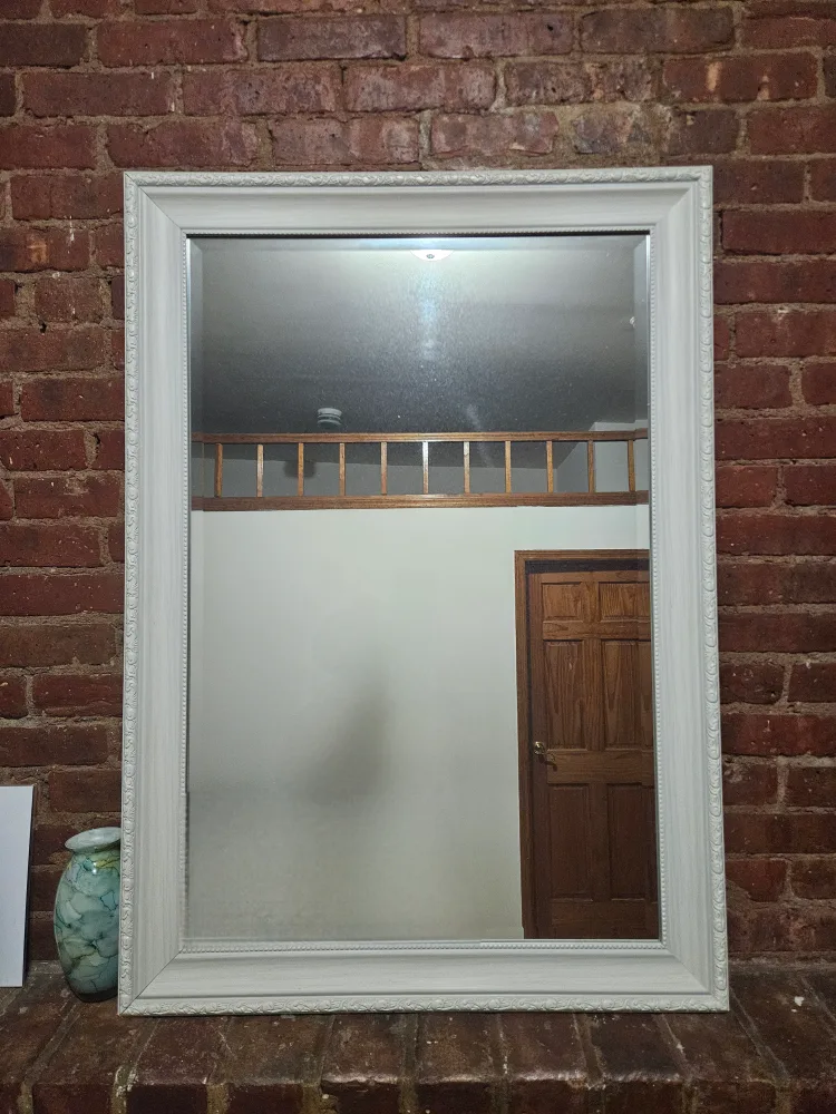 White Framed Wall Mirror thumbnail