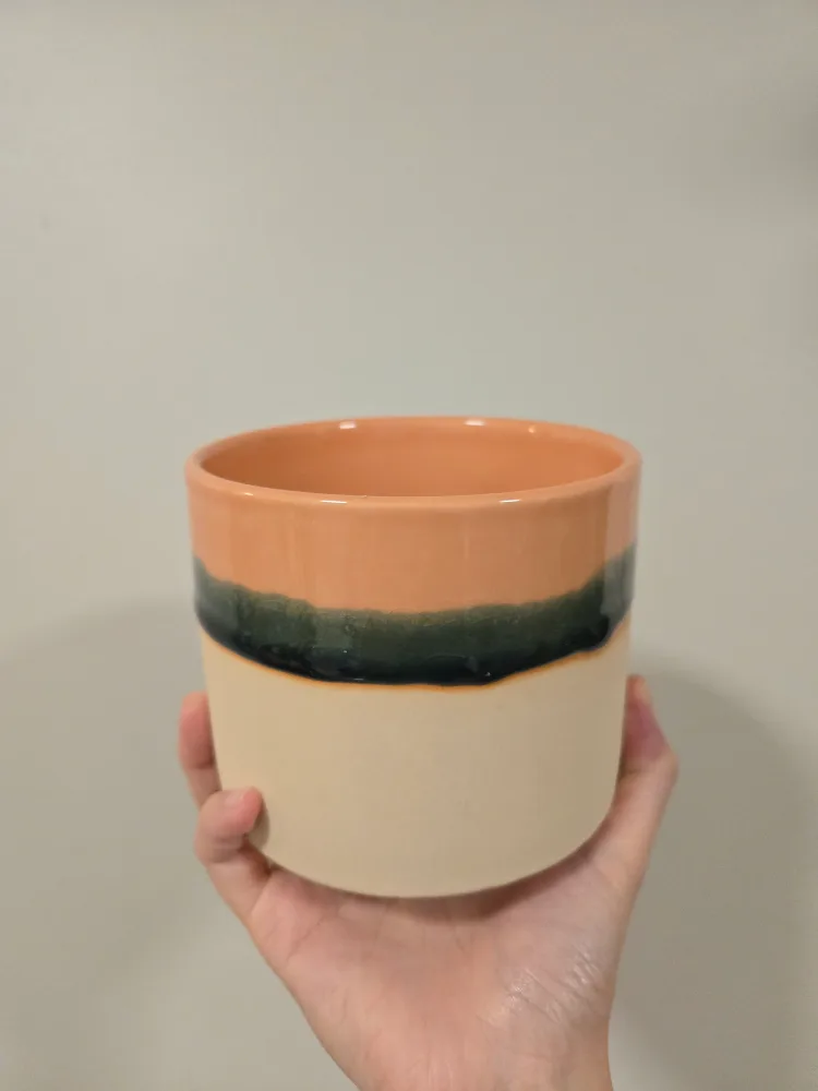 Striped Ceramic Planter Pot thumbnail