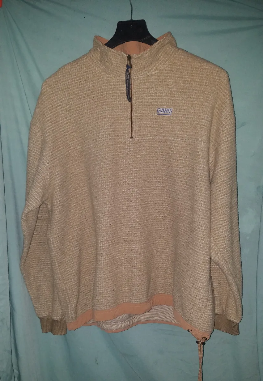 Vintage  Lee Sport NY Giants Fleece Pullover 7 Beige Denim Trim image indicator(2)