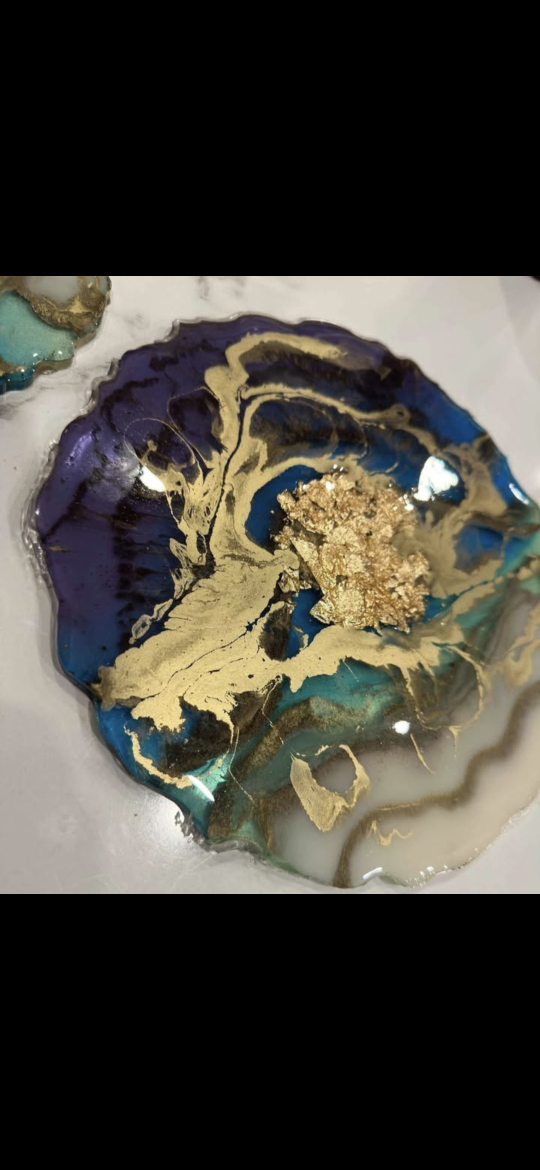Handmade Resin Coasters with Gold Flakes - photo 4
