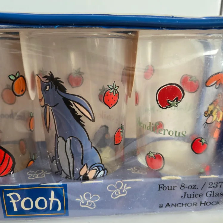 Anchor Hocking Disney Pooh Juice Glasses. Brand New. Collectible image indicator(4)