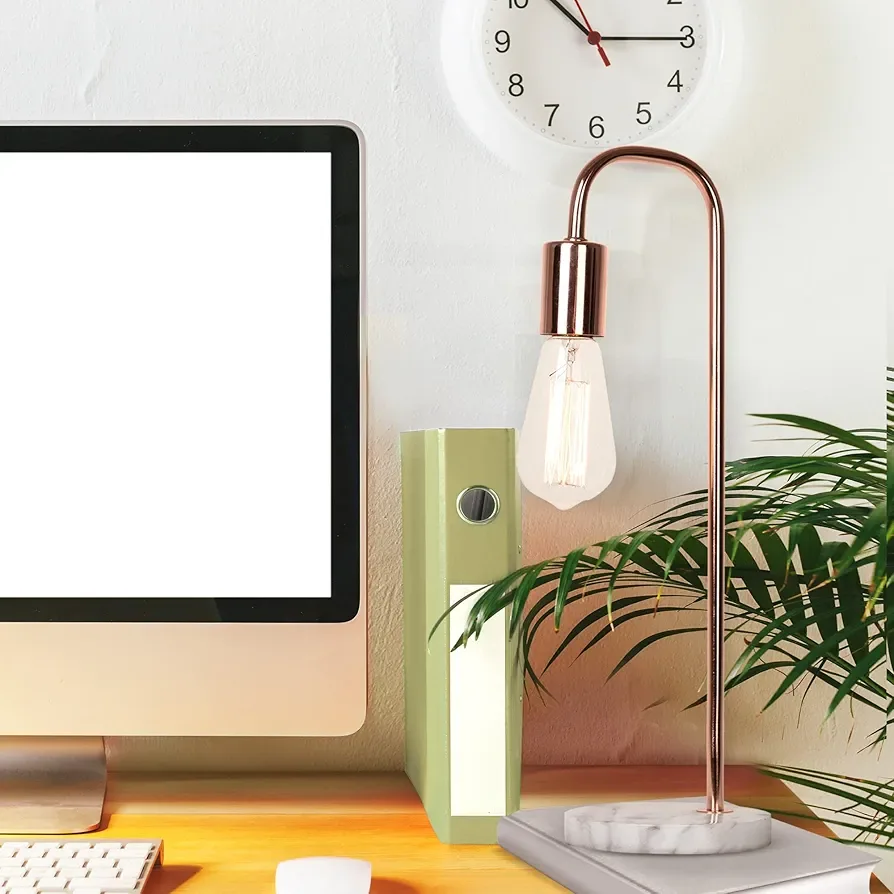 Catalina Rosie 19-Inch Faux Marble Base, Desk Lamp, Rose Gold image indicator(2)