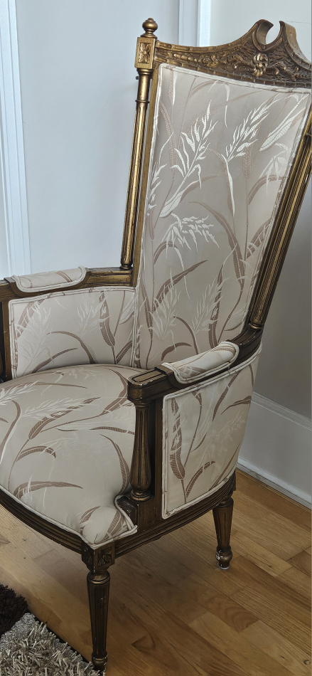 Vintage High-Back Armchair - Gold & Cream - photo 3