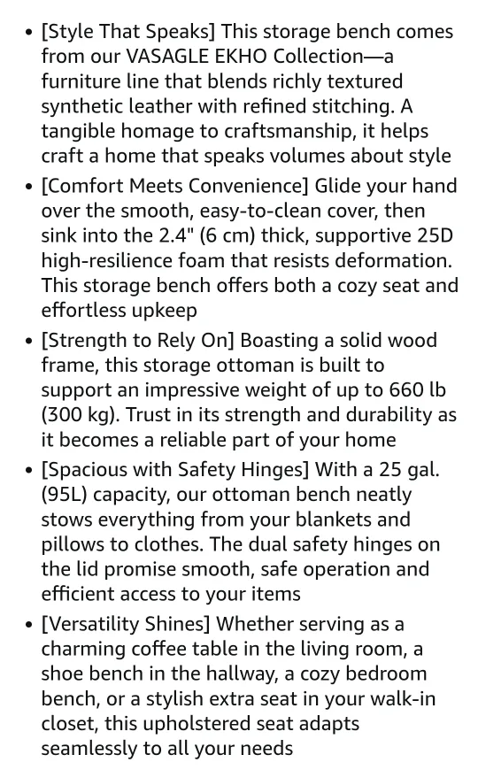 *NEW IN BOX*  Vasagle Storage Ottoman Bench - Forest Green image indicator(8)