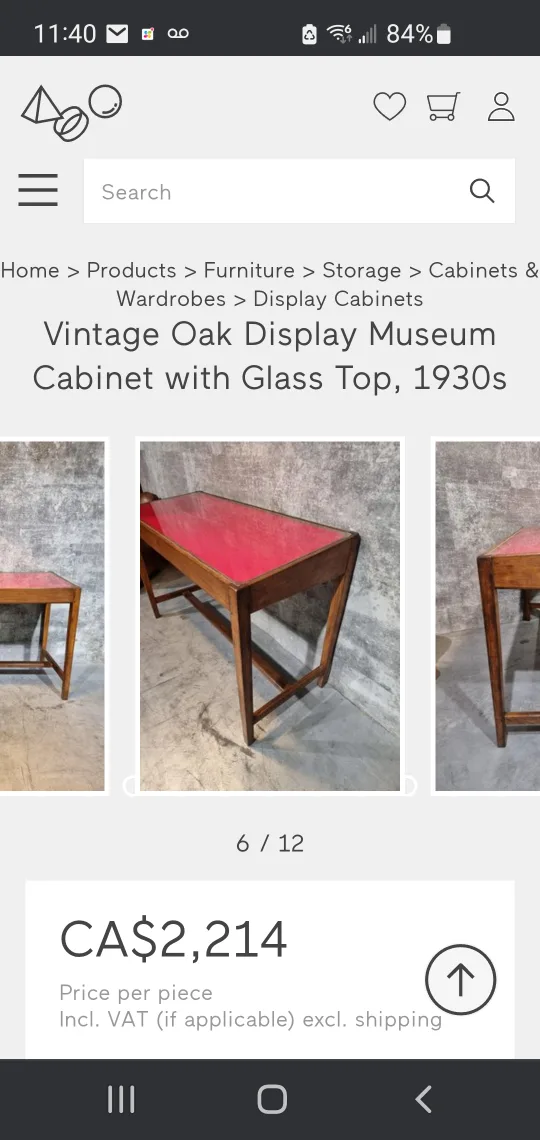 Rare 1930's Hard Wood & Glass Display Table image indicator(7)