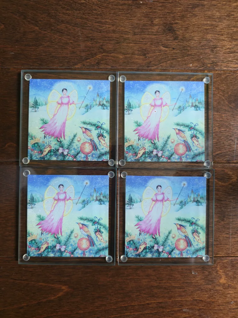 Set of 4 Angel Christmas Coasters thumbnail