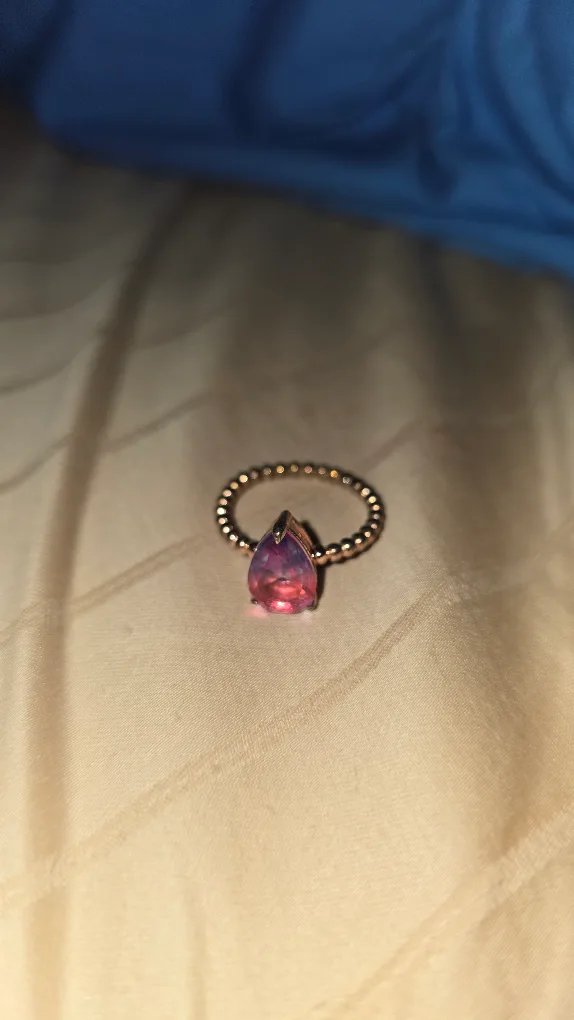 Gold Ring with Pink Teardrop design thumbnail