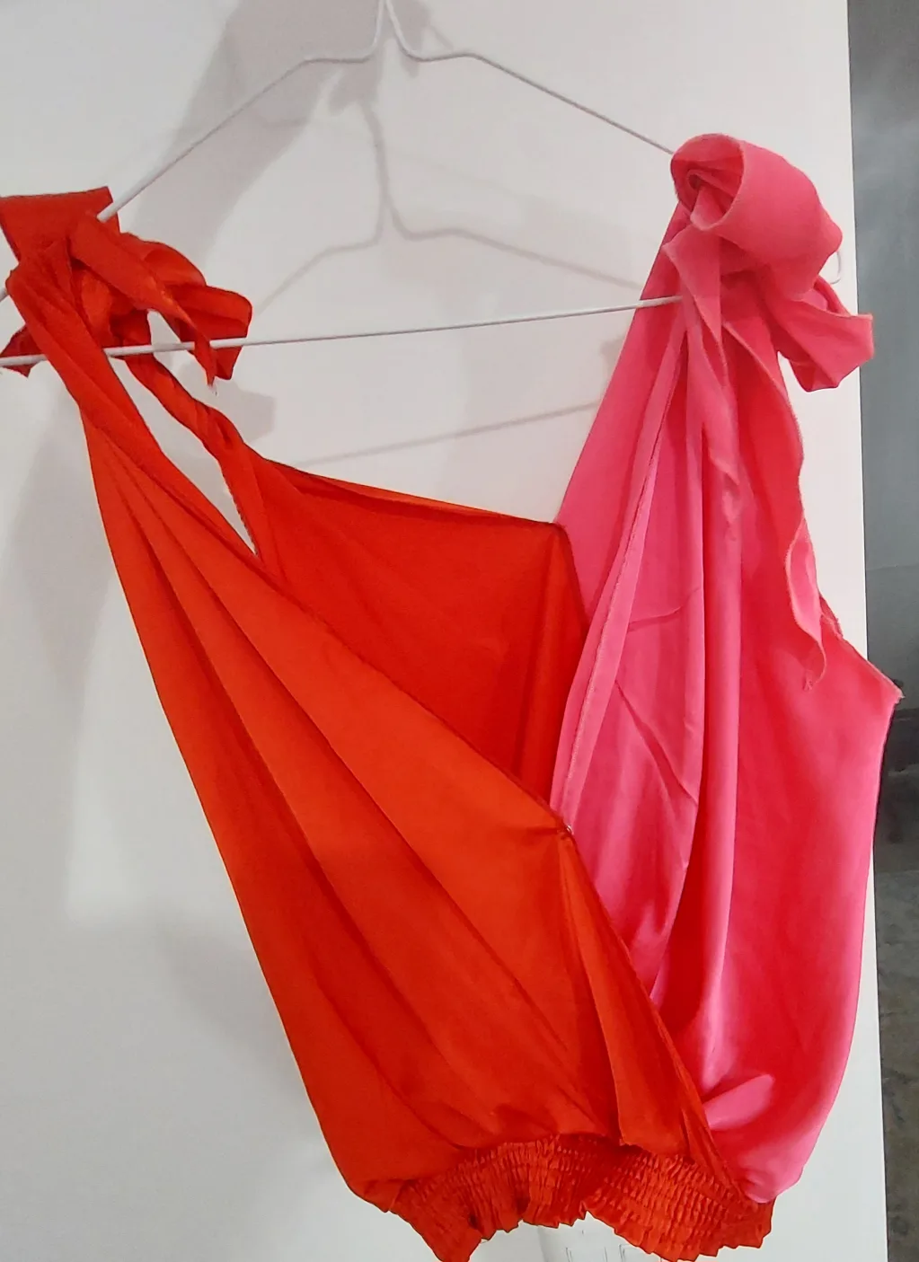 Pink & Red Two-Tone Satin Top