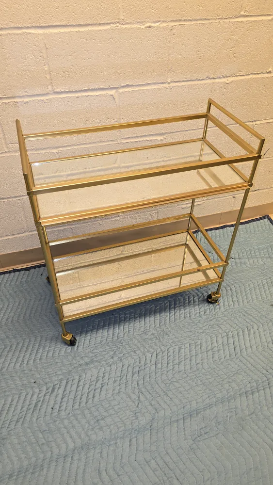 Gold Bar Cart with Glass Shelves thumbnail