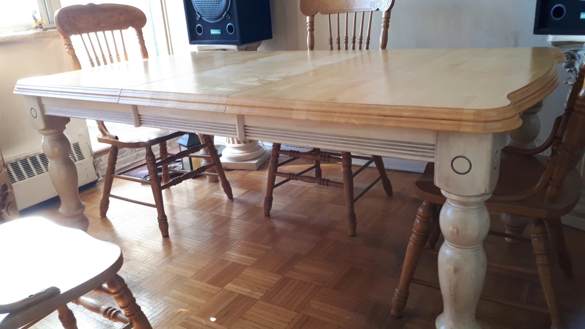 two color solid oak Dining Table with 6 Chairs - photo 2