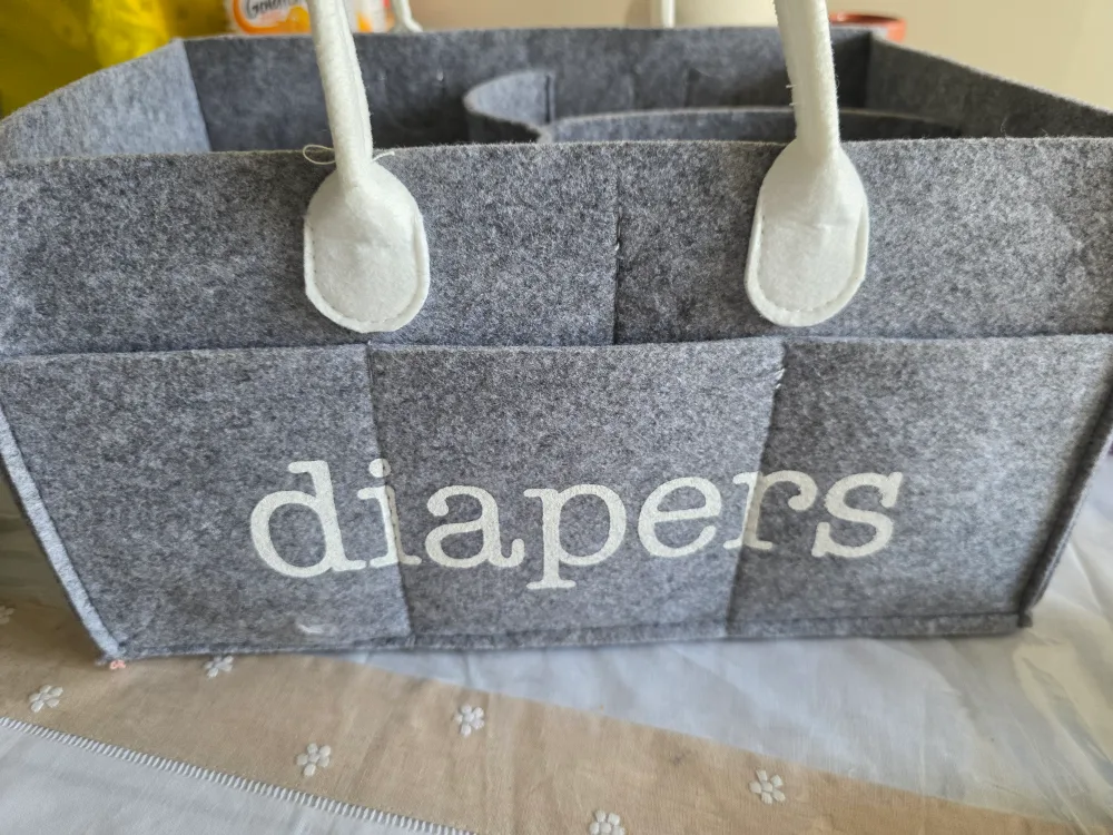 Grey Felt Diaper Caddy Organizer image indicator(4)
