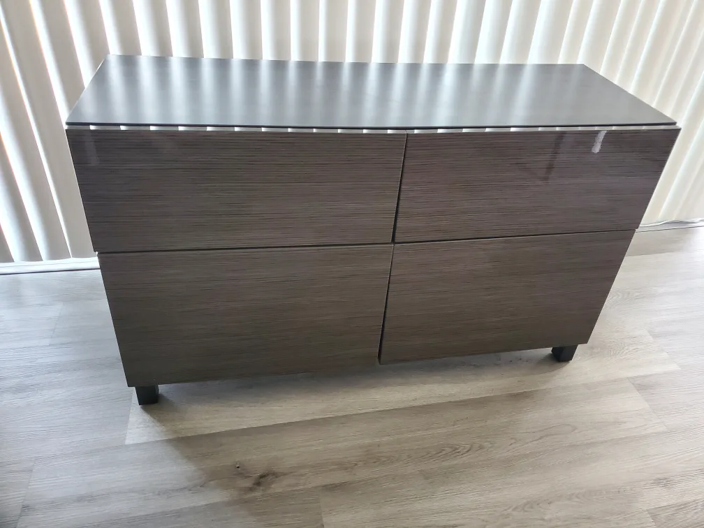 IKEA BESTÅ Gloss Dark Brown Dresser with 4 Drawers thumbnail