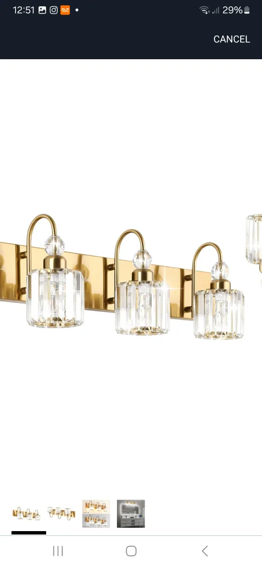 Gold Crystal Bathroom Vanity Light thumbnail
