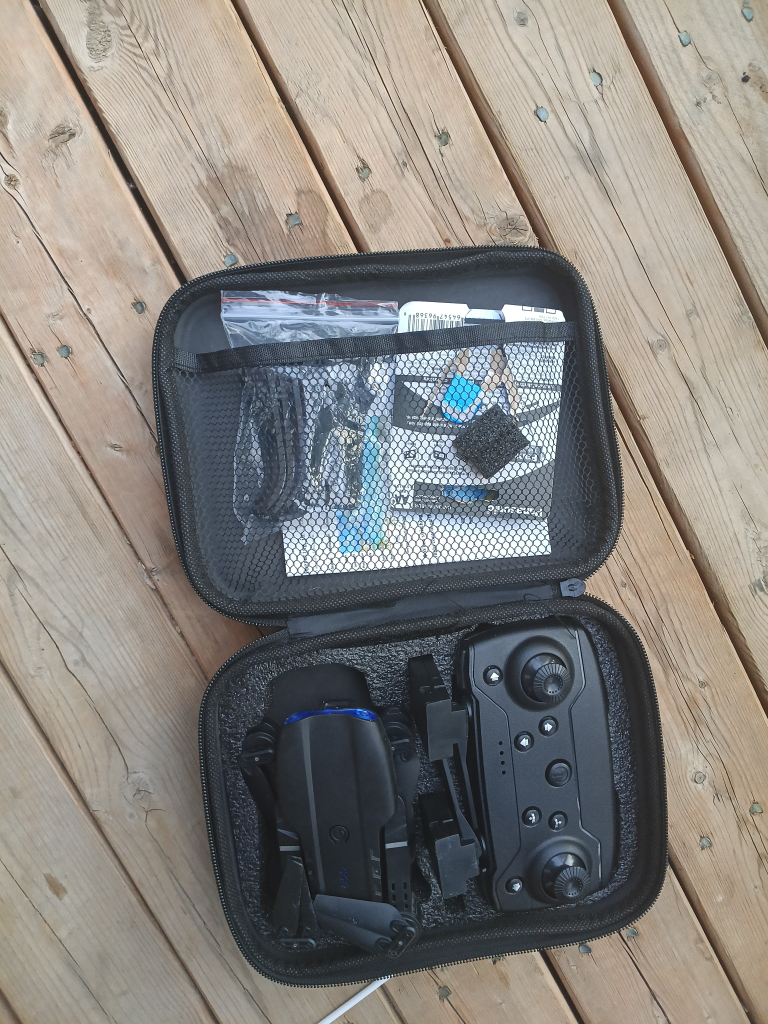 Black Foldable RC Drone with Remote and three batteries